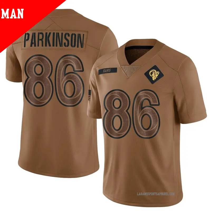 Men's ＃86 Colby Parkinson Los Angeles Rams Limited Brown 2023 Salute To Service Jersey