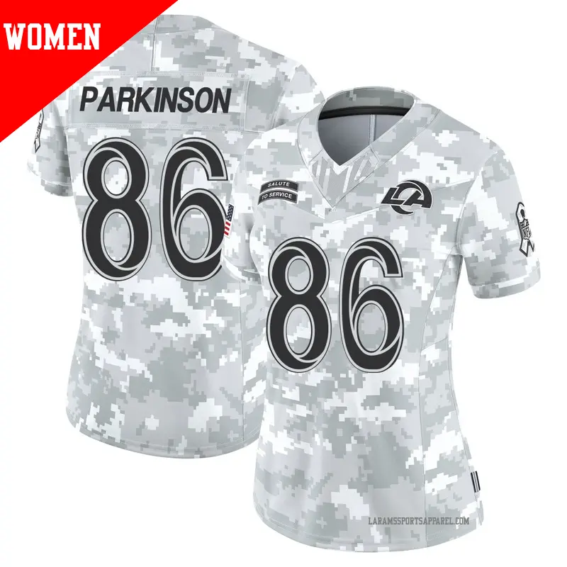 Women's ＃86 Colby Parkinson Los Angeles Rams Limited Arctic Camo 2024 Salute to Service Jersey