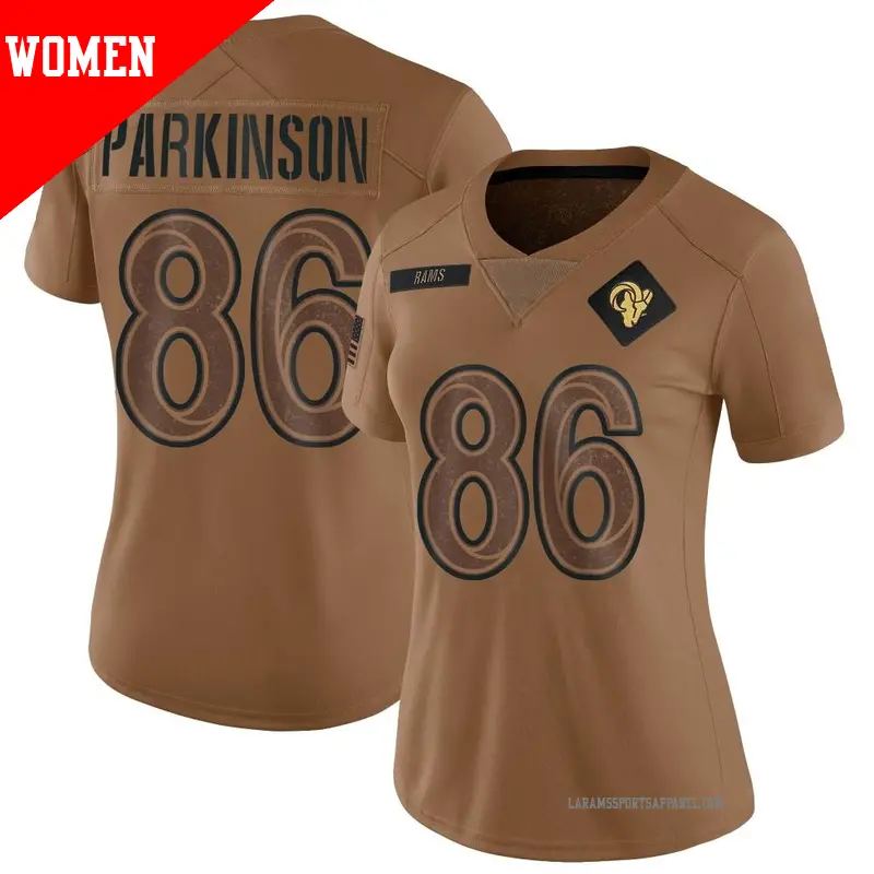 Women's ＃86 Colby Parkinson Los Angeles Rams Limited Brown 2023 Salute To Service Jersey