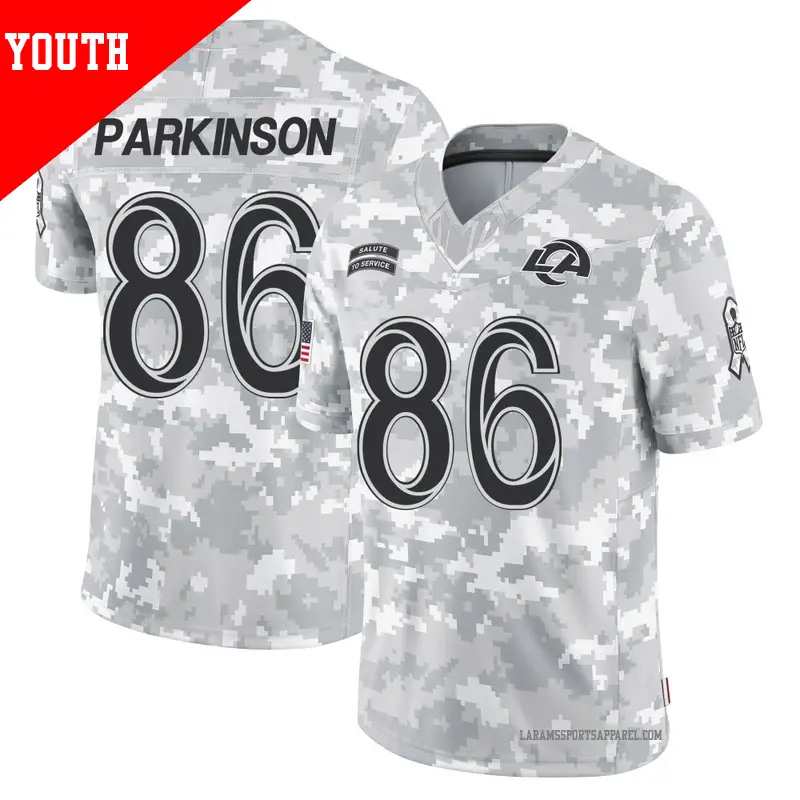 Youth ＃86 Colby Parkinson Los Angeles Rams Limited Arctic Camo 2024 Salute to Service Jersey